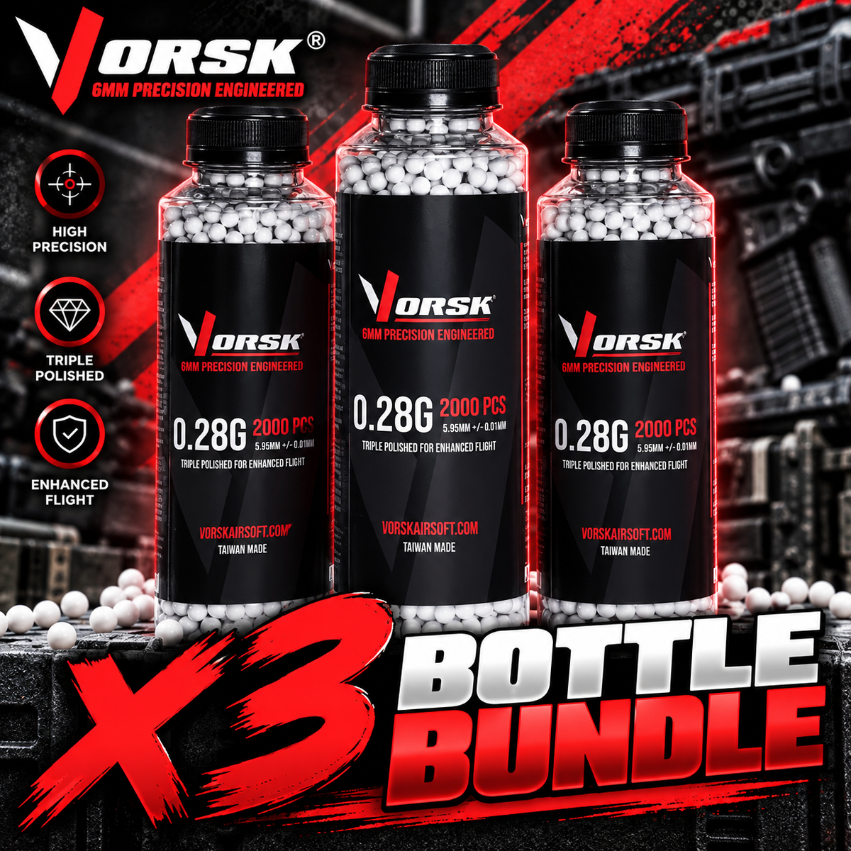 Airsoft BB's Vorsk 0.28g 6000 Round Bundle