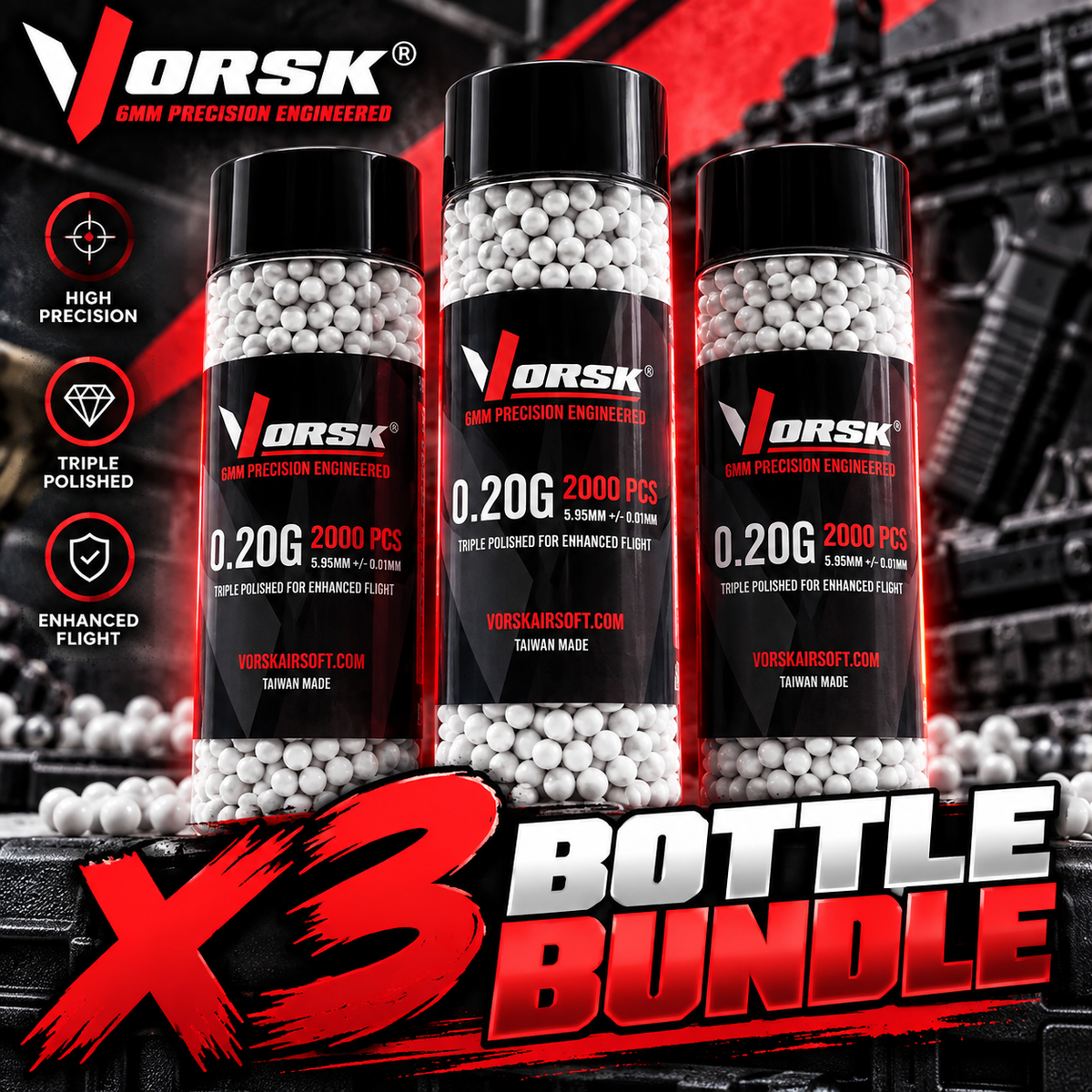 Airsoft BB's Vorsk 0.20g 6000 rounds bundle