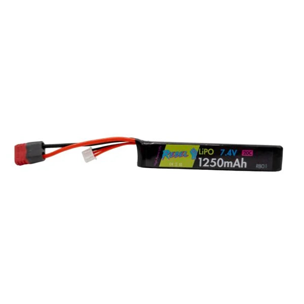 Rebel Battery - 1250mAh Lipo 7.4V 20C Stick - Deans