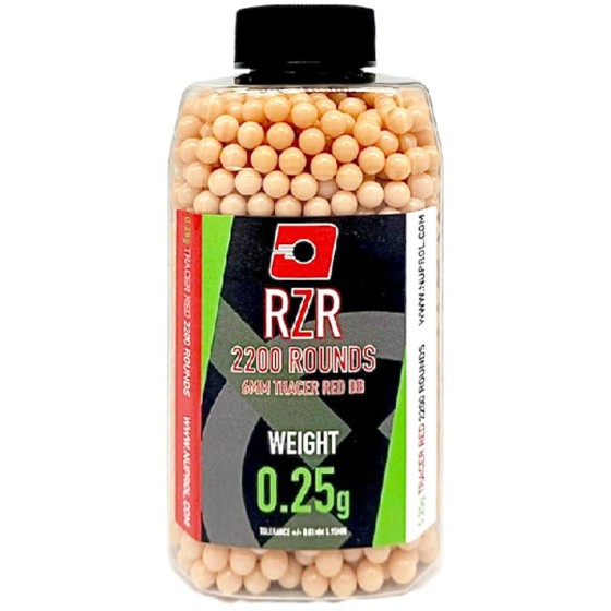 RZR Airsoft BBs Tracer (2200R Bottle) 0.25g - Red